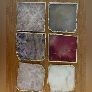 Anthropologie Agate Coasters with Gold Trim
